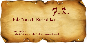 Fáncsi Koletta névjegykártya
